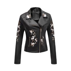 Bellivera Faux Leather Jackets for Womens Spring Fall clothes Winter Soft casual Short Floral Motorcycle Biker coat 1702021 Blac