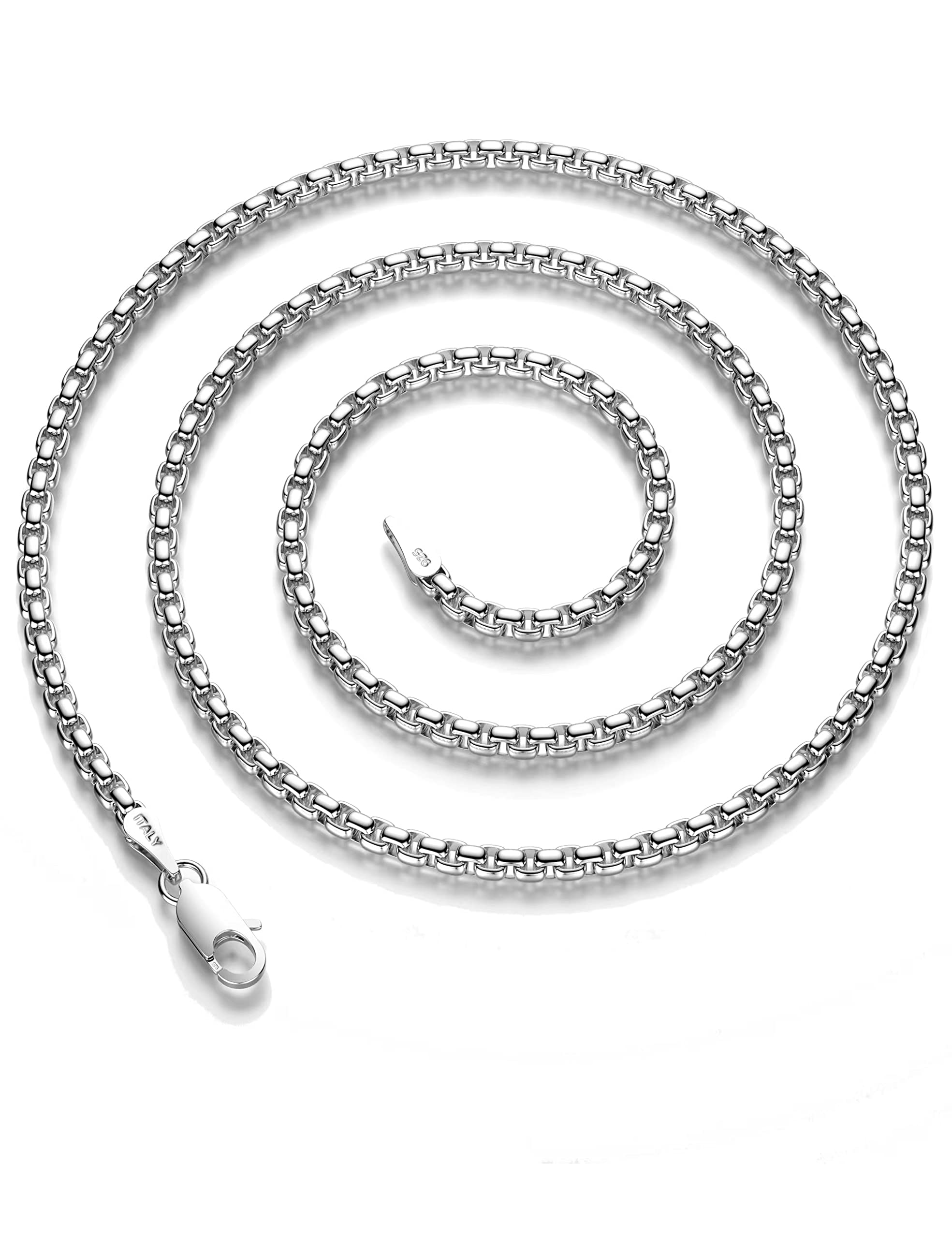 Waitsoul 925 Sterling Silver Box Chain Lobster Clasp 5mm Silver
