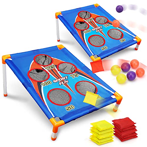 TOY Life 2 Pack Kids cornhole Outdoor games Bean Bag Toss game for Kids Outdoor Toys cornhole Outdoor games for Kids 6 Bean Bag 