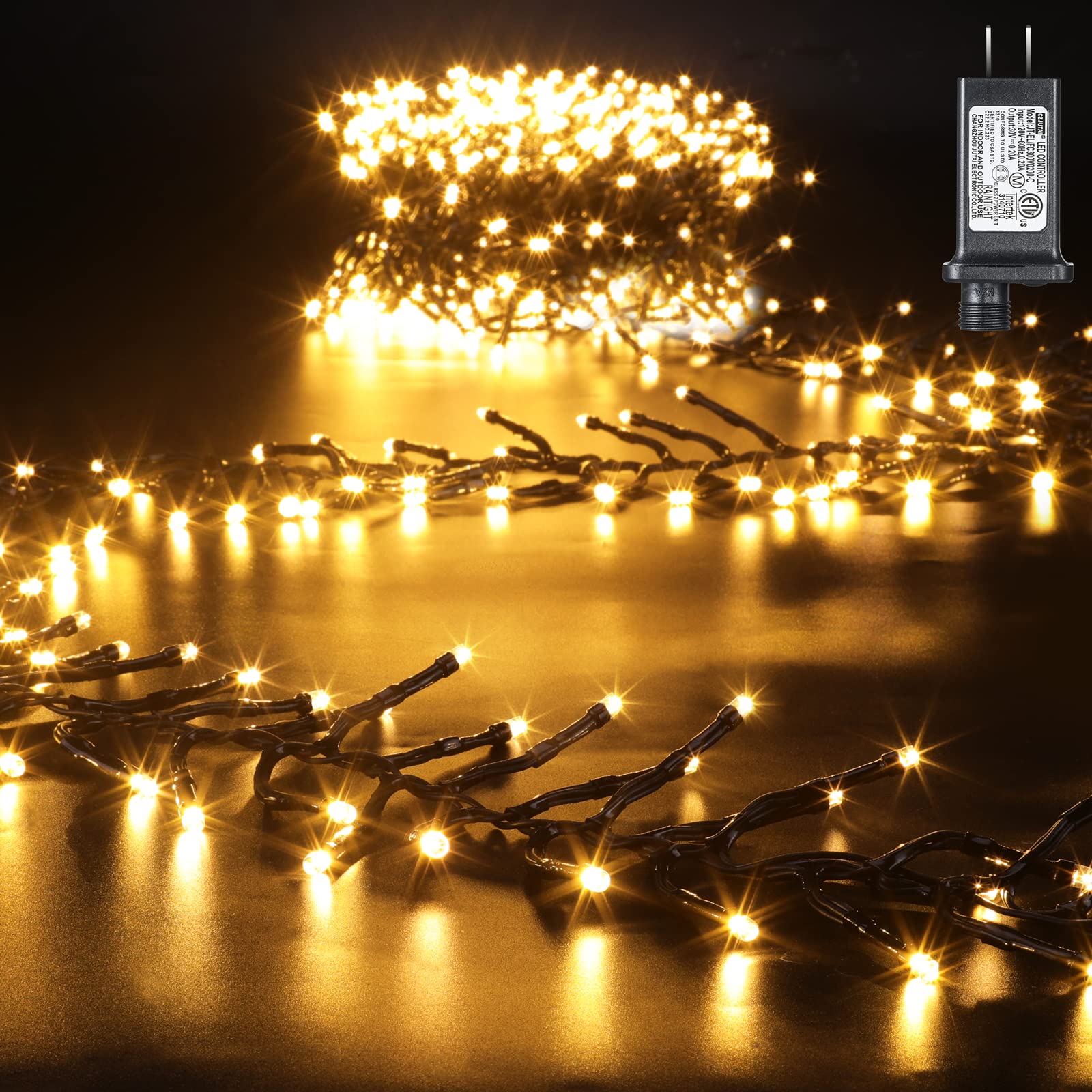Quntis LED christmas cluster Lights, 760 LEDs 25FT Outdoor Waterproof christmas Firecrackers String Lights, 8 Modes Warm White c