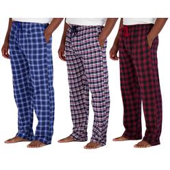 Real Essentials 3 Pack: Mens Big  Tall King Size Pajama Pants cotton Super Soft Pajamas Men Flannel Bottoms Fleece Buffalo Plaid Pj Lounge Pants