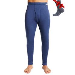 Merinotech Merino Wool Mens Base Layer Pants - 100 Organic Wool Midweight Thermal Pants  Hiking Wool Socks (Medium, Windsor Blue 250)