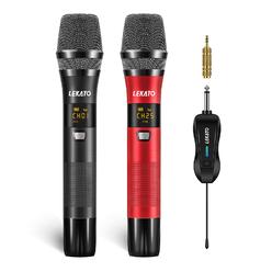 LEKATO UHF Wireless Microphone,Rechargeable Wireless Microphone cordless Metal Dual Handheld Dynamic Mic with Rechargeable Recei