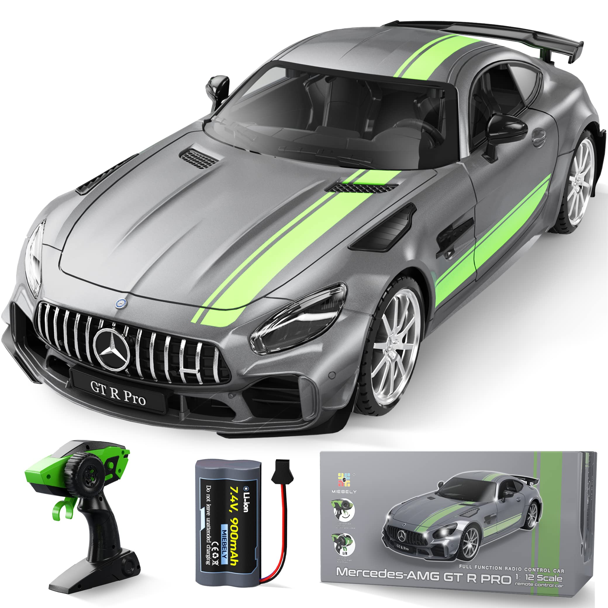 MIEBELY Remote control car, Mercedes Benz 112 Scale Official authorized gT R Pro Rc cars 74V 900mAh Rechargeable Battery 24ghz R