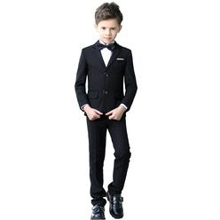 YuanLu Boys colorful Formal Suits 5 Piece Slim Fit Dresswear Suit Set (Black, 6)