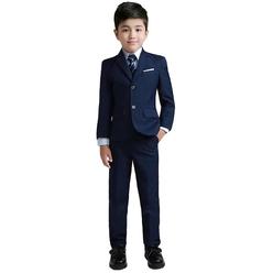 YuanLu Boys colorful Formal Suits 5 Piece Slim Fit Dresswear Suit Set (Navy Blue, 7)