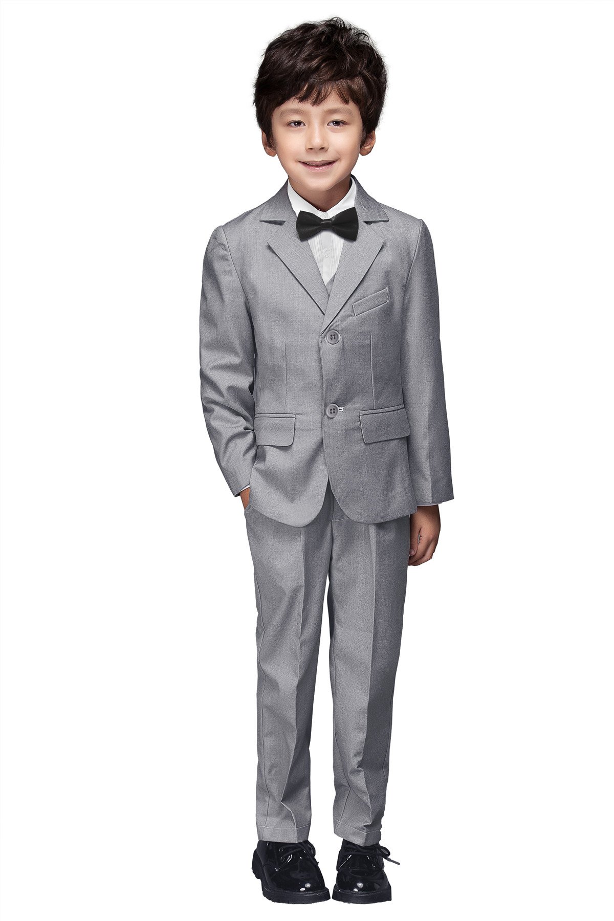YuanLu Boys colorful Formal Suits 5 Piece Slim Fit Dresswear Suit Set (gray, 4)