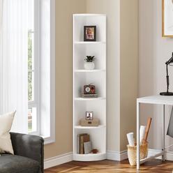 YITAHOME 5-Tier corner Shelf, 708 Tall Modern Free Standing corner Bookshelf, 5 Shelf Display corner Bookcase and Bookshelves,Wo
