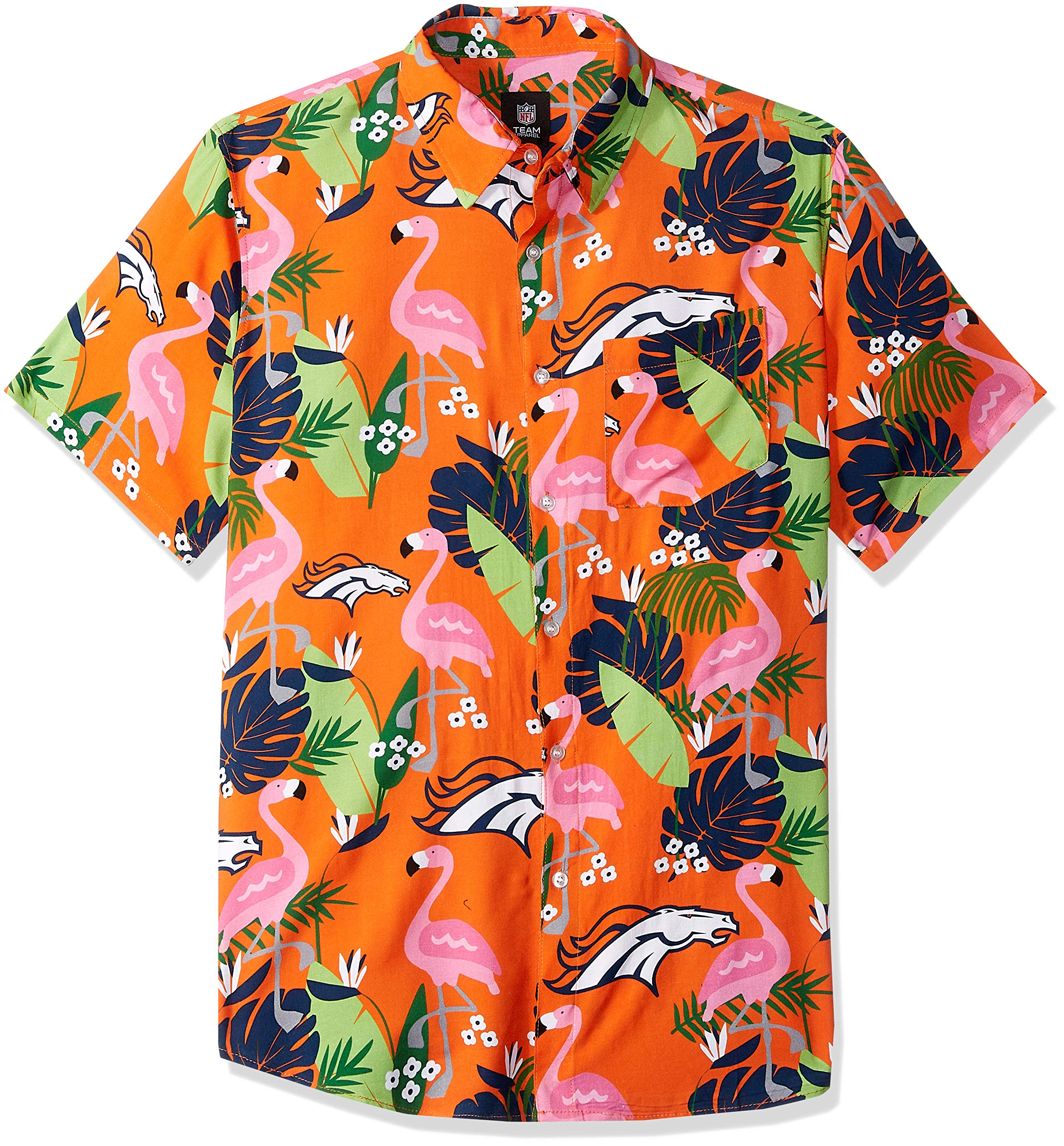 FOcO mens Nfl Nfl Team Logo Aloha Tropical Denver Broncos Floral Button Up Shirt, Tropical, X-Large US