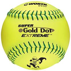 Worth Slowpitch Softball Balls 12, Super gold Dot, ISA, 44400