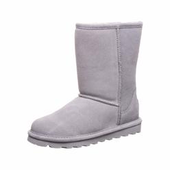 BEARPAW Womens Elle Short gray Fog Size 6  Womens Boot classic Suede  Womens Slip On Boot  comfortable Winter Boot