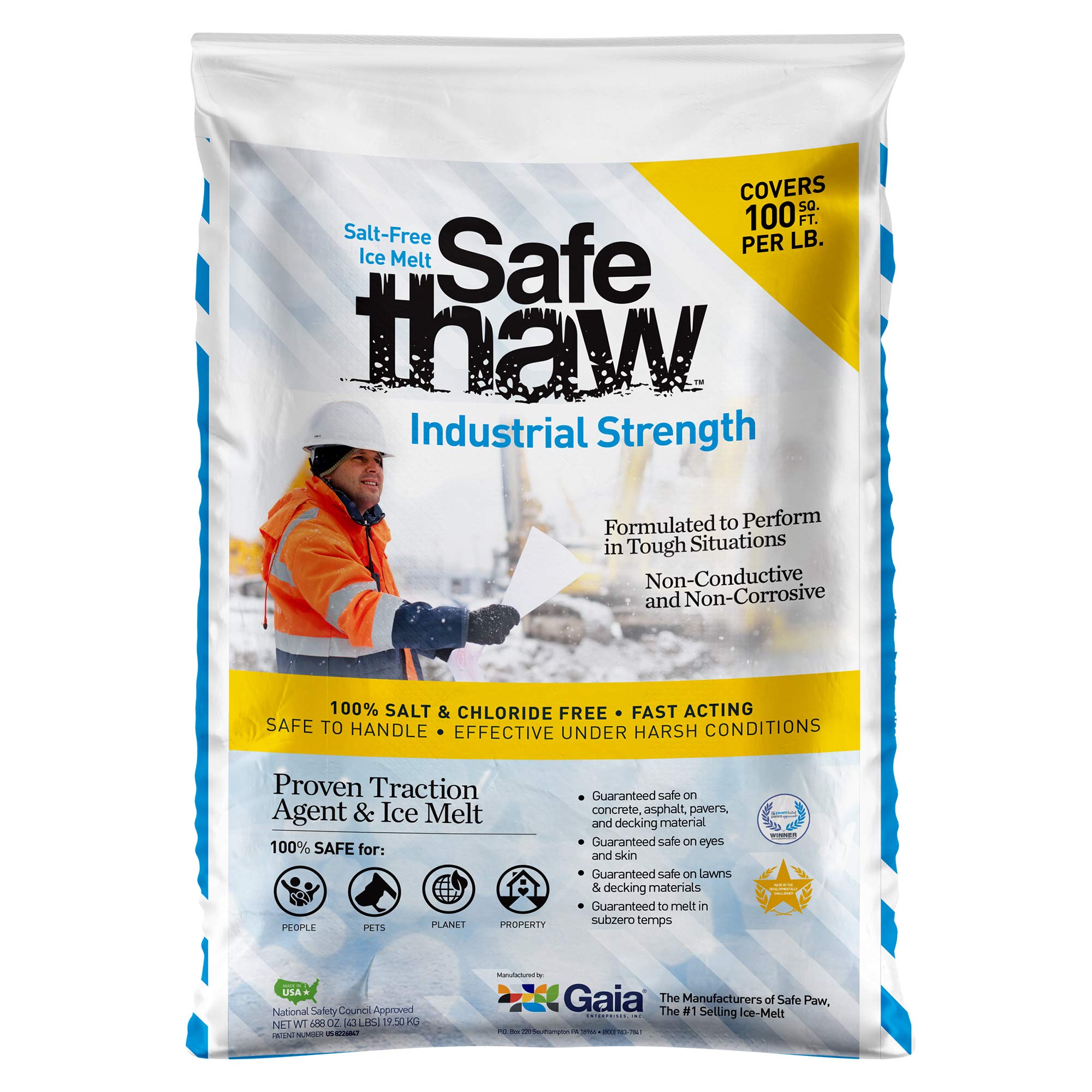 Safe Paw Thaw Industrial Strength Salt Free Pet Safe Snow Ice Melter and Traction Agent for concrete, Asphalt, Decks, Lawns, and