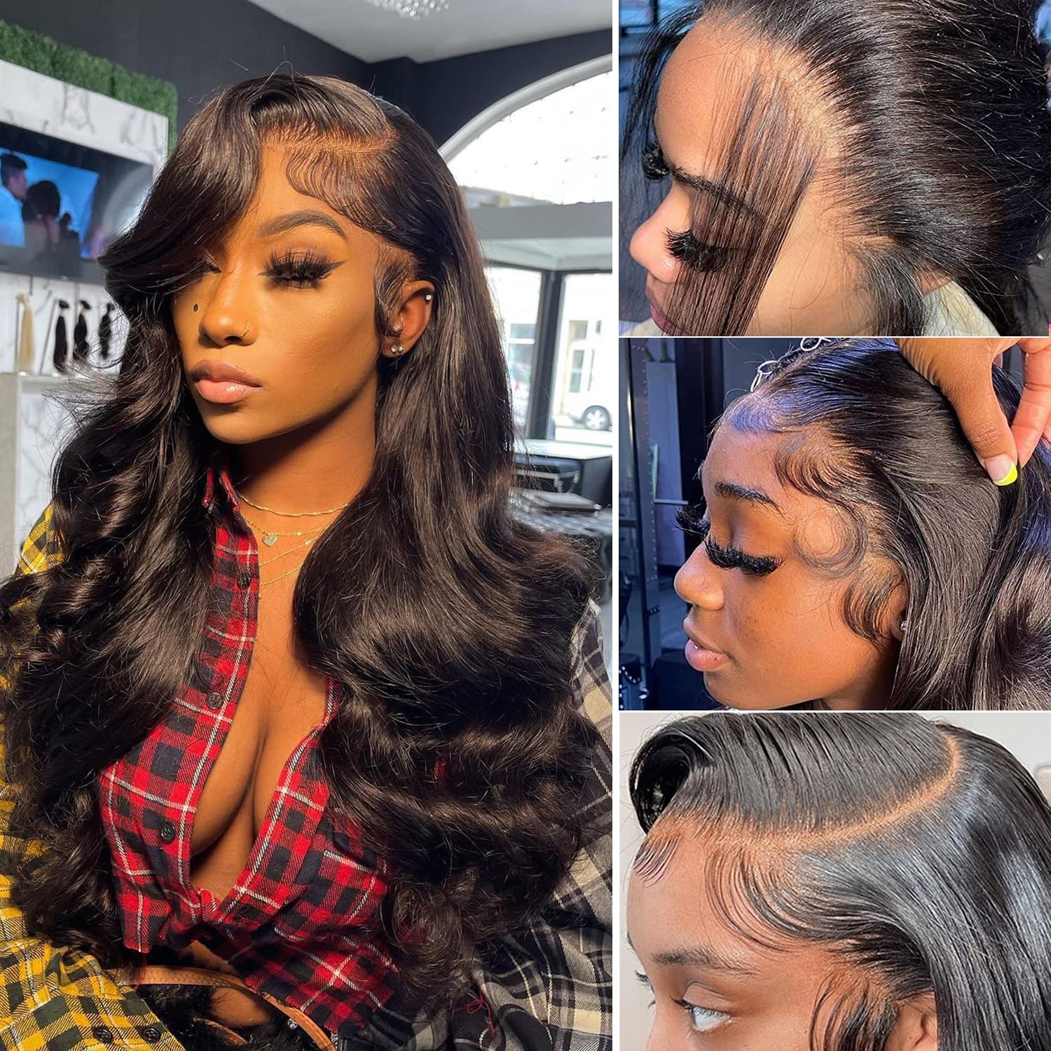 Novolook 13x4 Lace Front Wigs Human Hair Body Wave Transparent Lace Frontal Wig Pre Plucked with Baby Hair 180% Density Glueless Lace Fro