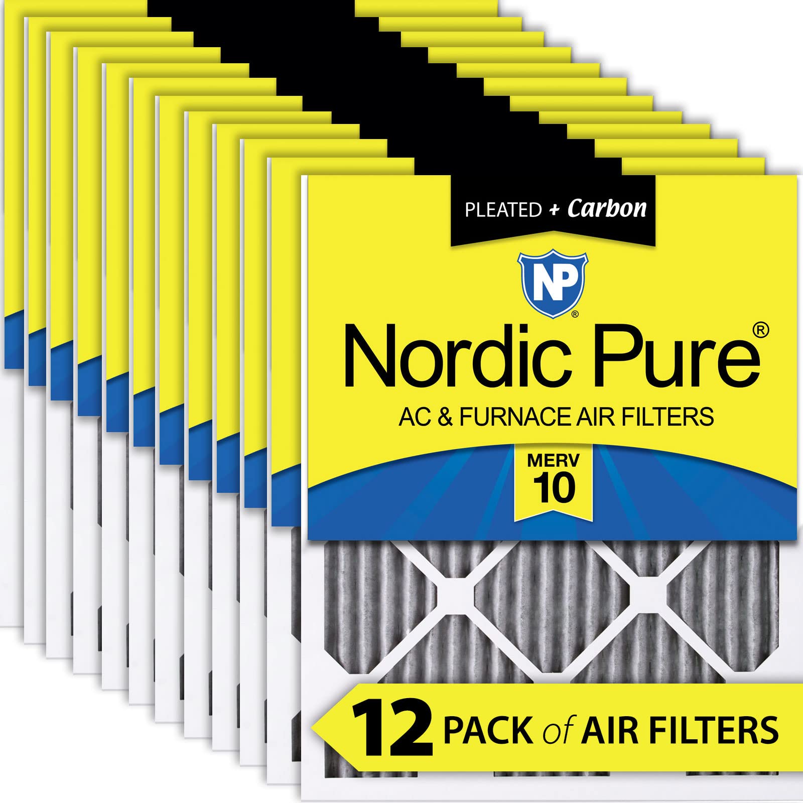 Nordic Pure 20x20x1 MERV 10 Pleated Plus carbon Ac Furnace Air Filters