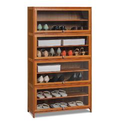 MoNiBloom 8 Tier Shoe Storage cabinet with Acrylic Doors, Bamboo Display Shelf Organizer Stand for Sneakers, Boots, Pumps, Sanda