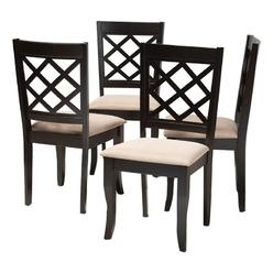 BOWERY HILL 179 Modern Oak Wood Dining chair in chocolate (Set of 4)