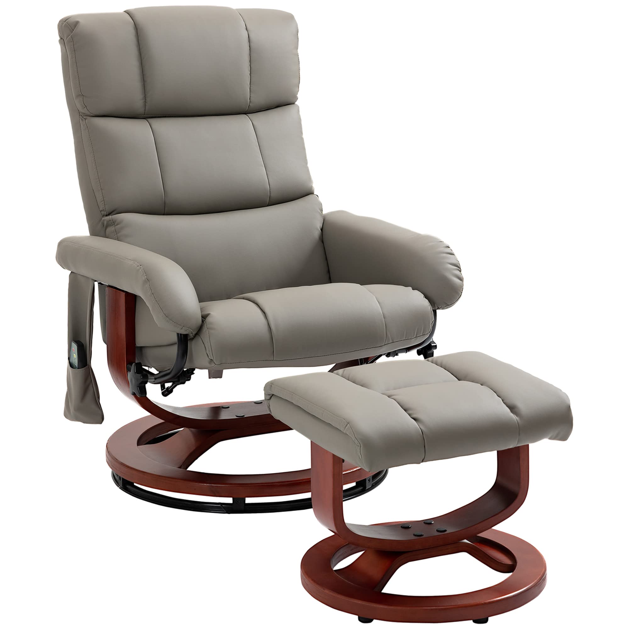 HOMcOM Recliner chair with Ottoman, Electric Faux Leather Recliner with 10 Vibration Points and 5 Massage Mode, Reclining chair 