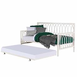 Hillsdale Naomi Metal geometric Interlocking Ring Design Twin Daybed with Trundle, White