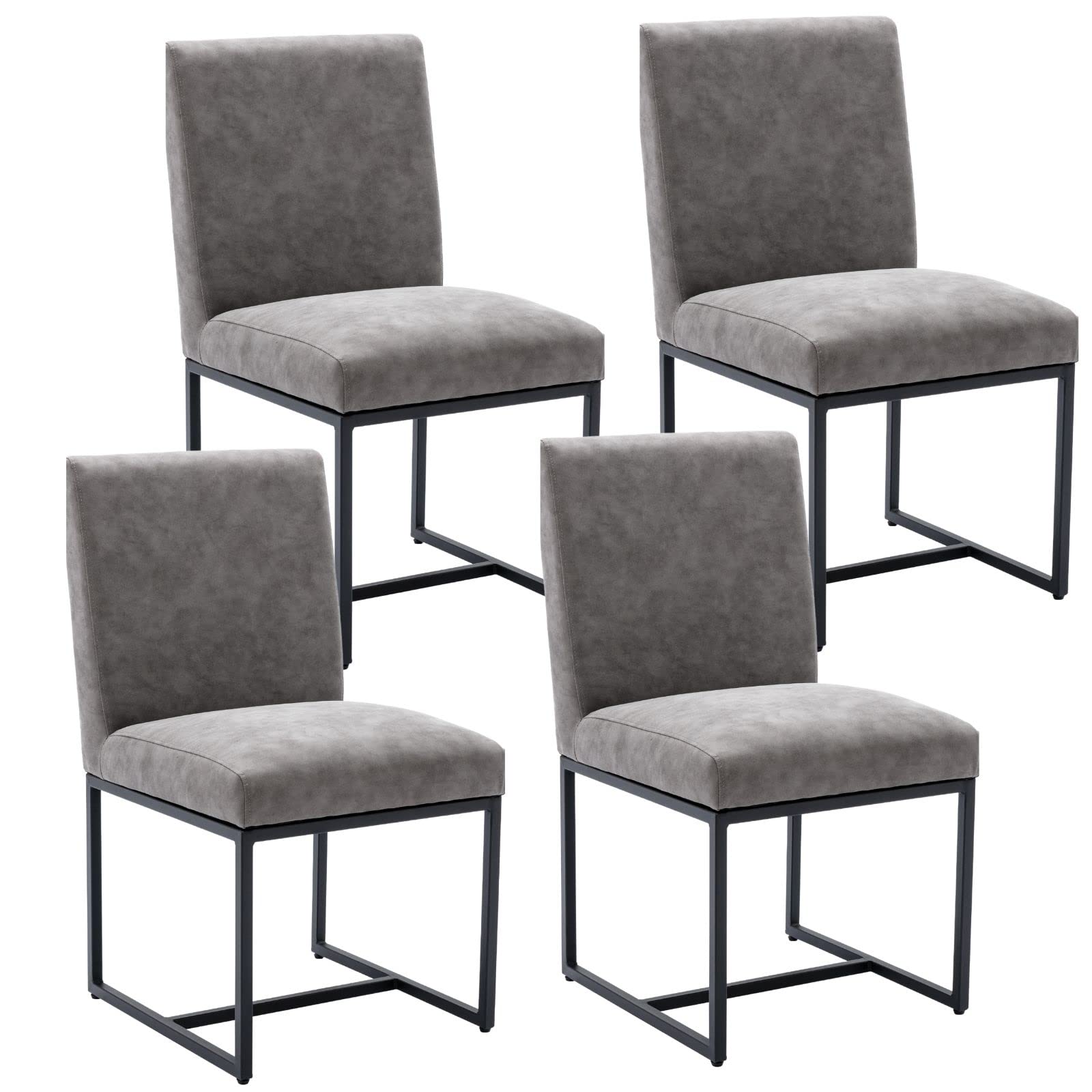 HNY Mid century Modern Dining chairs Set of 4, PU Leather Kitchen ...