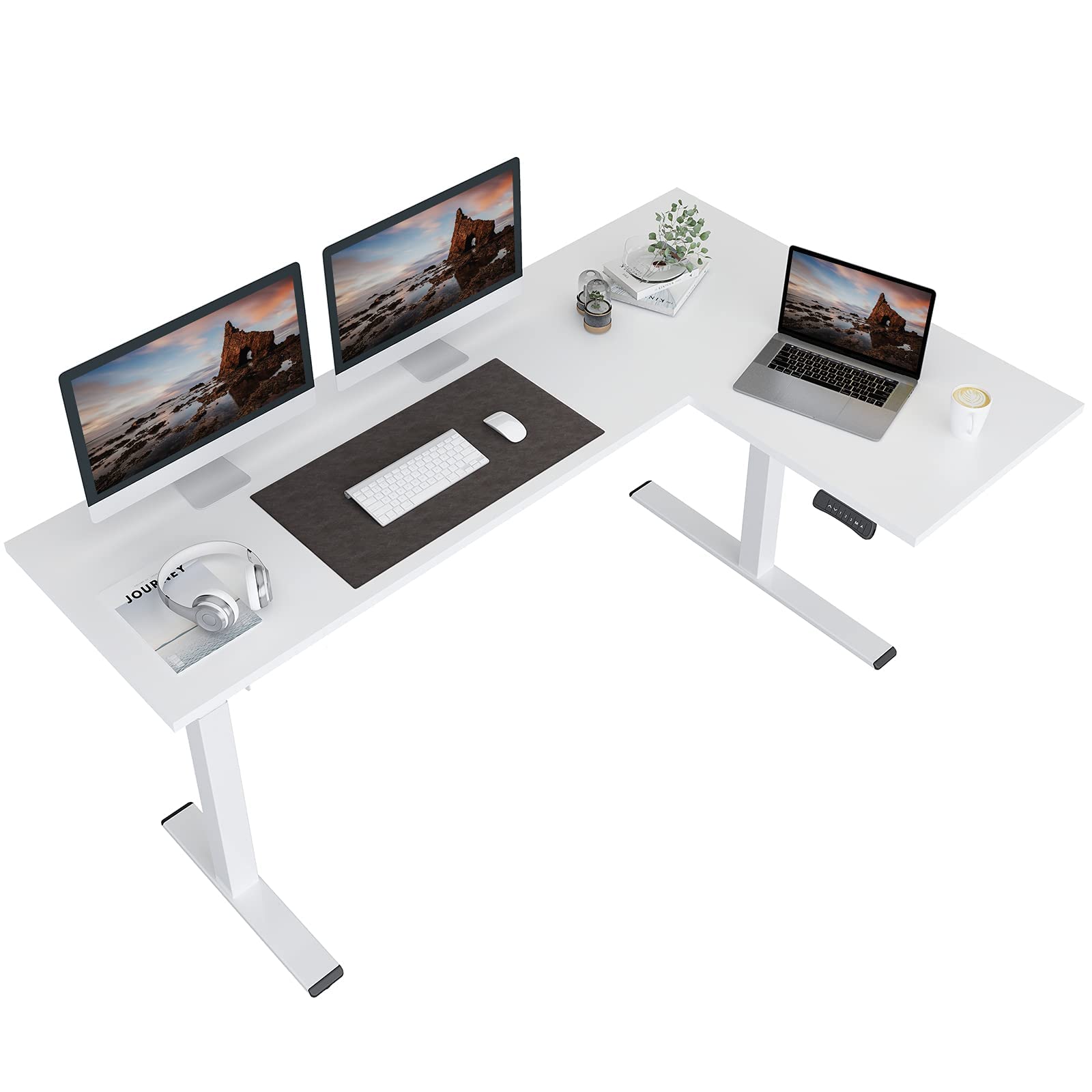FLEXISPOT corner Desk Dual Motor L Shaped computer Electric Standing Desk Sit Stand Up Desk Height Adjustable Desk Home Office T
