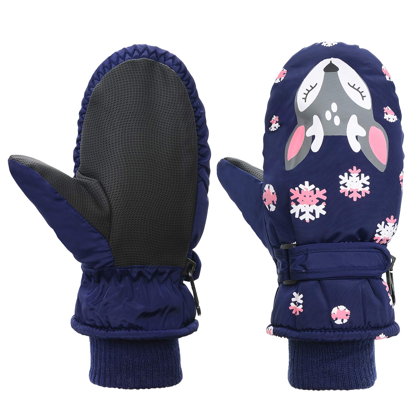 American Trends Toddler Mittens Winter Snow Glove waterproof mitten Warm  Fleece Kid Ski Gloves for Boys Girls Black Fox M