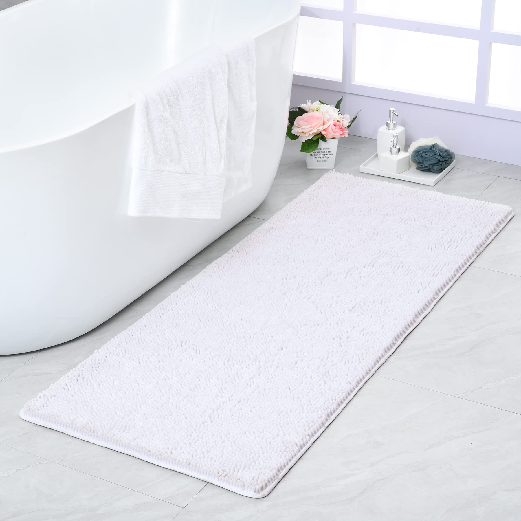 Memory Foam Bath Mat Rug 47 x 17 Ultra Soft and Non-Slip Bathroom Rugs Wate