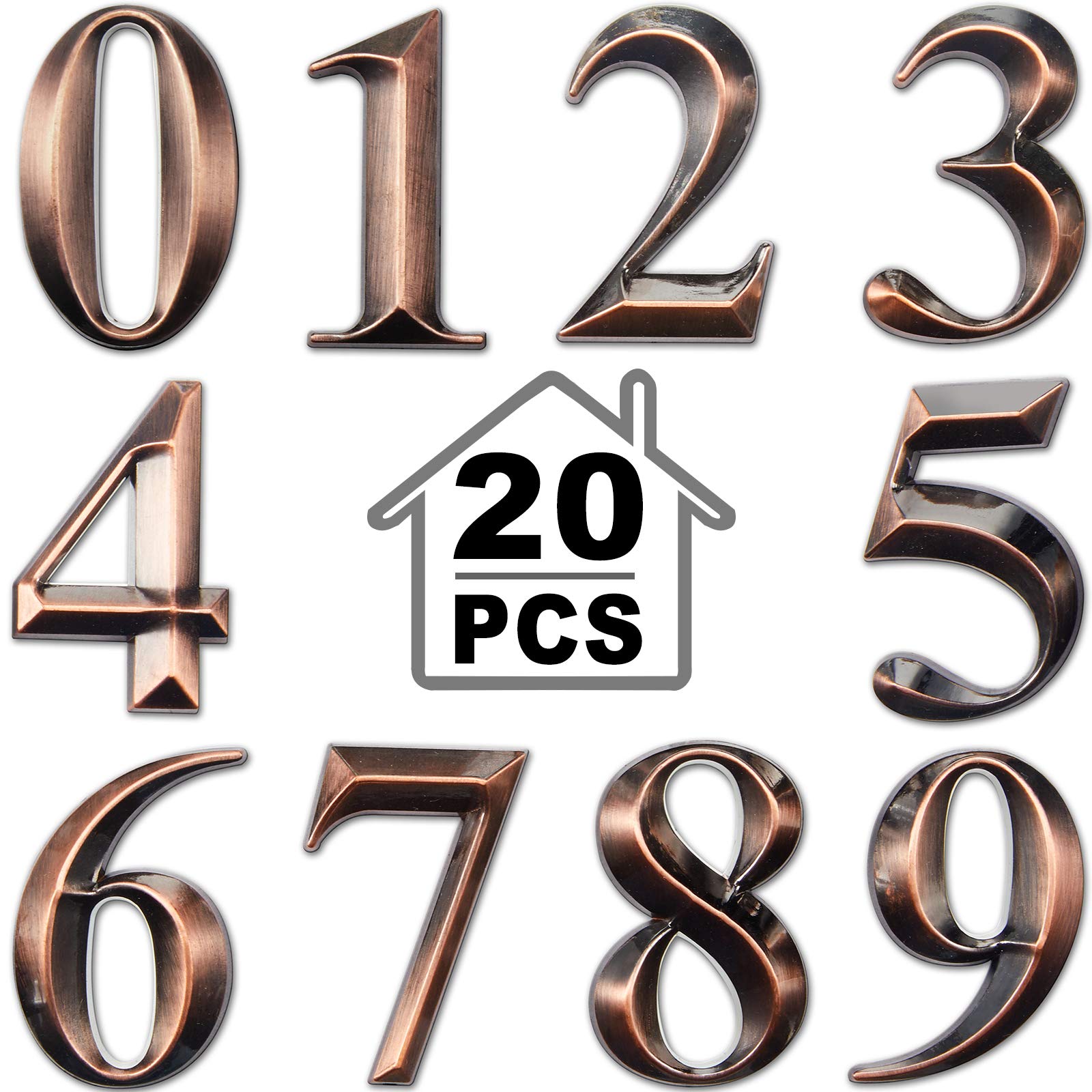 Jetec 3D Mailbox Numbers 0-9 Self-Adhesive 2 Inch Address Number ...