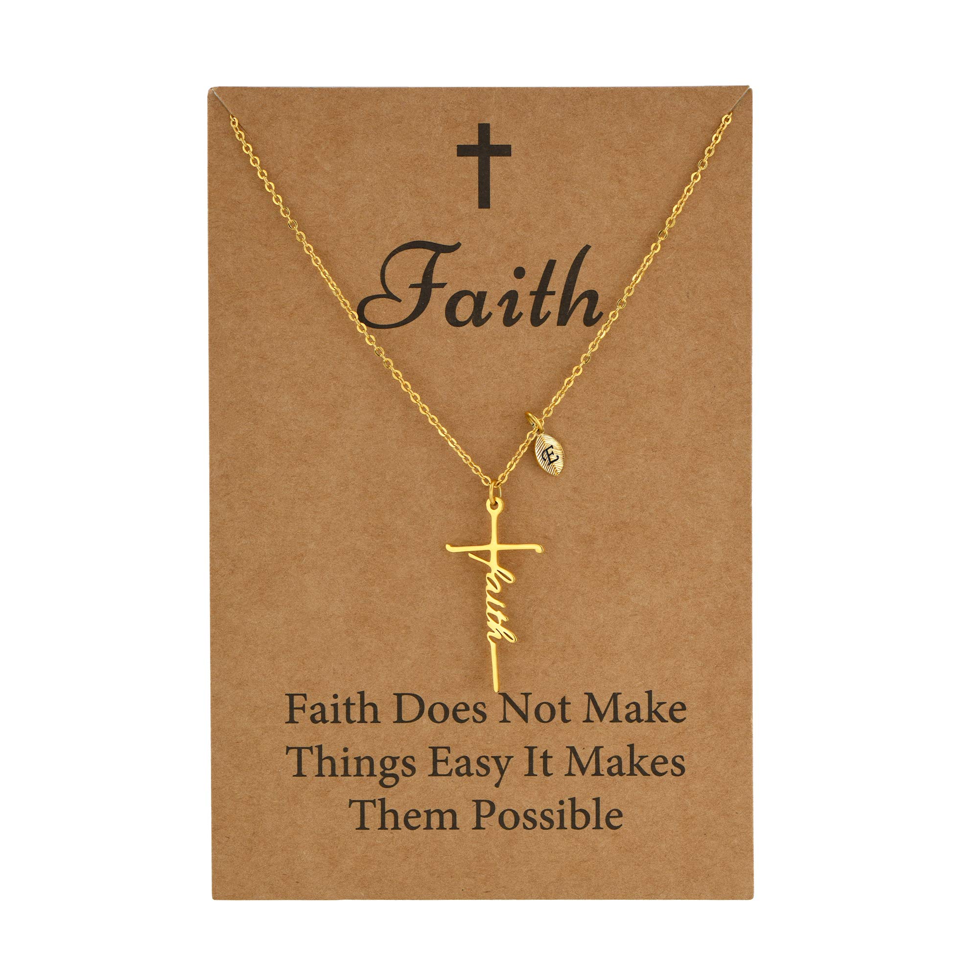 Sannyra SANNYRA Faith Cross Necklace for Women 18K Gold Plated E