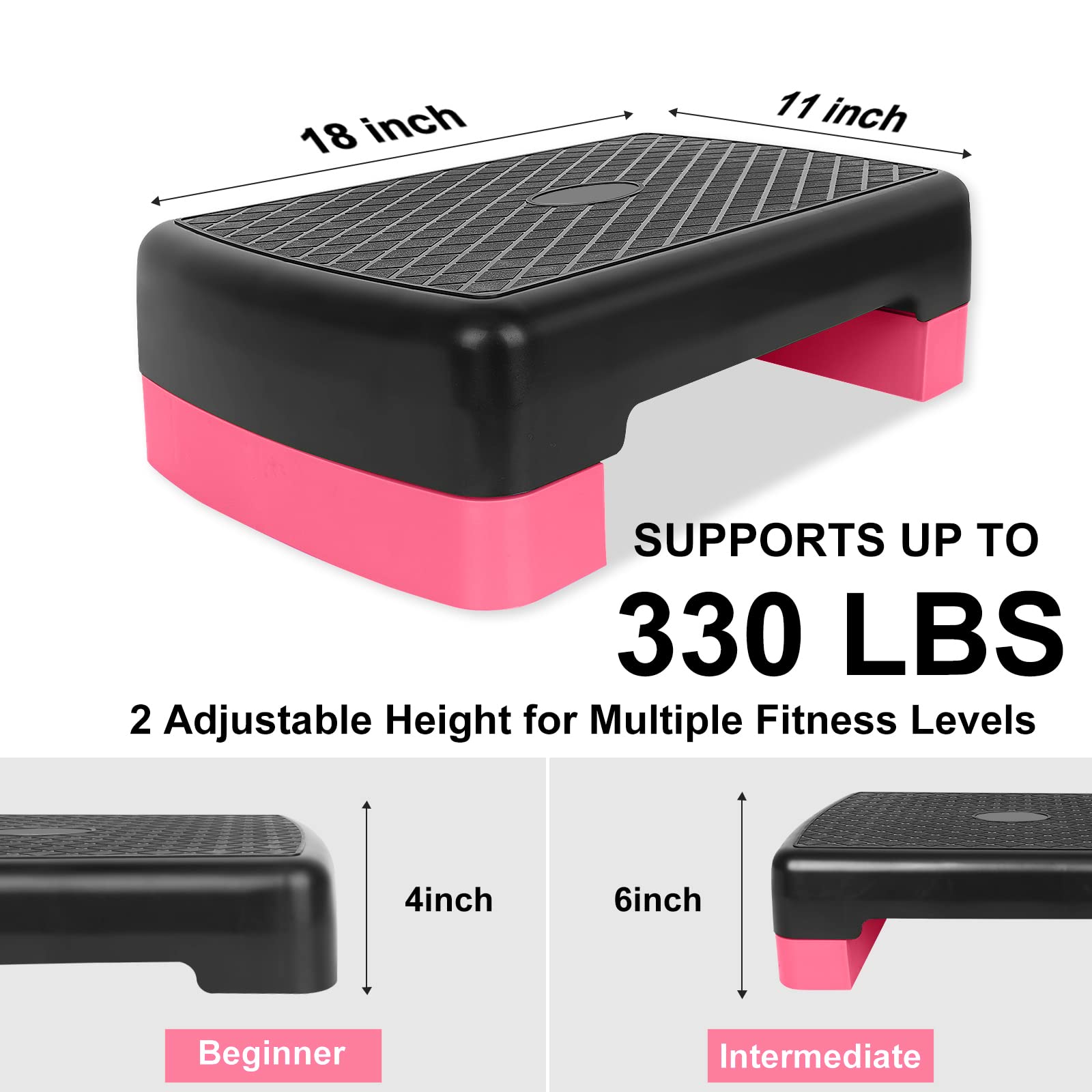 Costway Step Aerobico Con 3 Altezze Regolabili (10-15-20 Cm), Antiscivolo, Portatile Per Casa E Palestra