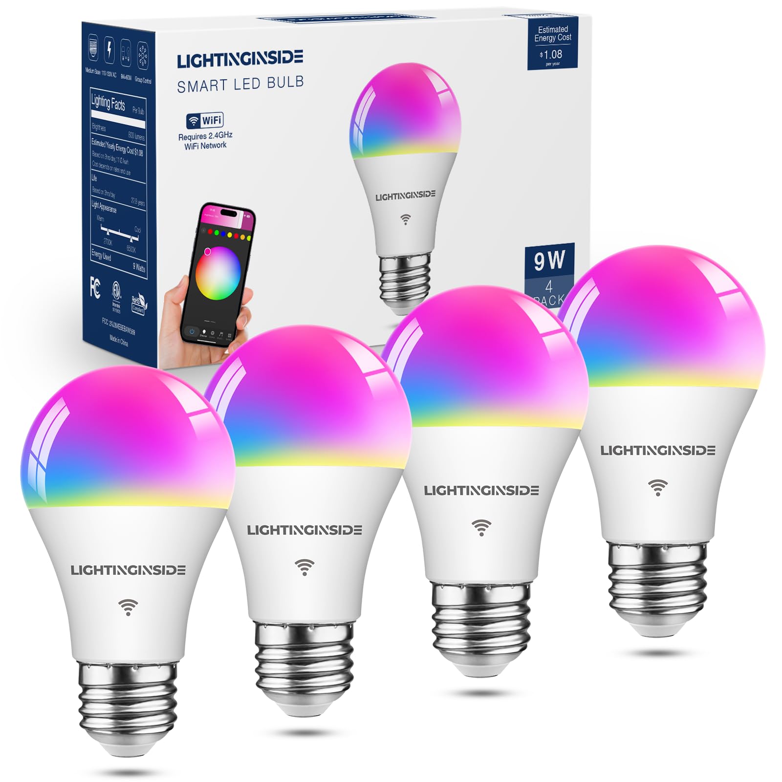 Wifi Light Bulbs Sengled Smart Color-Changing LED Bulb (Matter Enabled) -  Works With Alexa/Google/Apple, 60W Equivalent, 800LM Amazon Smart Bulb