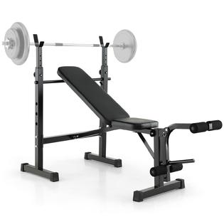 Goplus Adjustable Olympic Weight Bench Barbell Rack Set Foldable