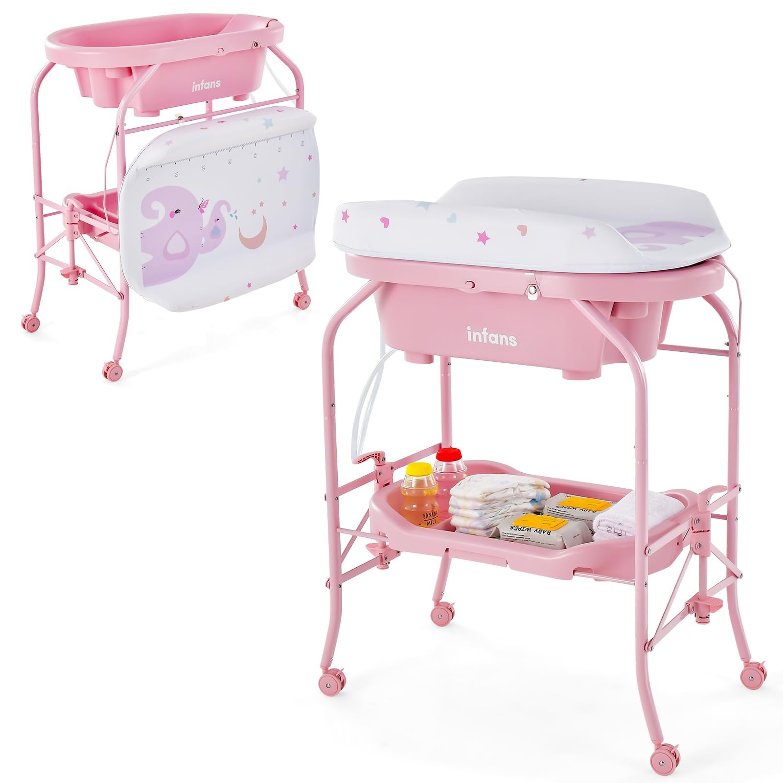INFANS in Baby Changing Table with Bath Tub Unit Folding