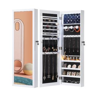 Nicetree LEDs Mirror Jewelry Cabinet Large Capacity Lockable