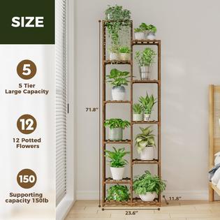 BAMWORLD Bamworld Plant Stand Indoor 72'' Tall Plant Shelf Outdoor