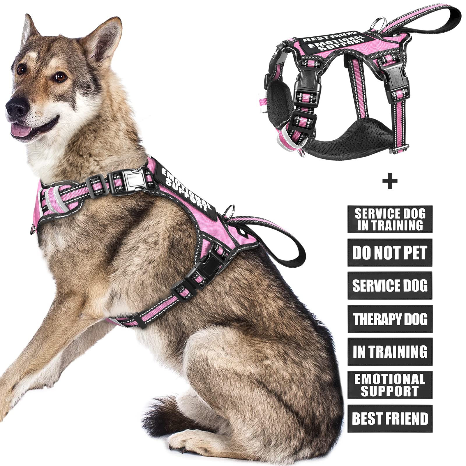 WINSEE Service Dog Vest No Pull Dog Harness with Dog Patches