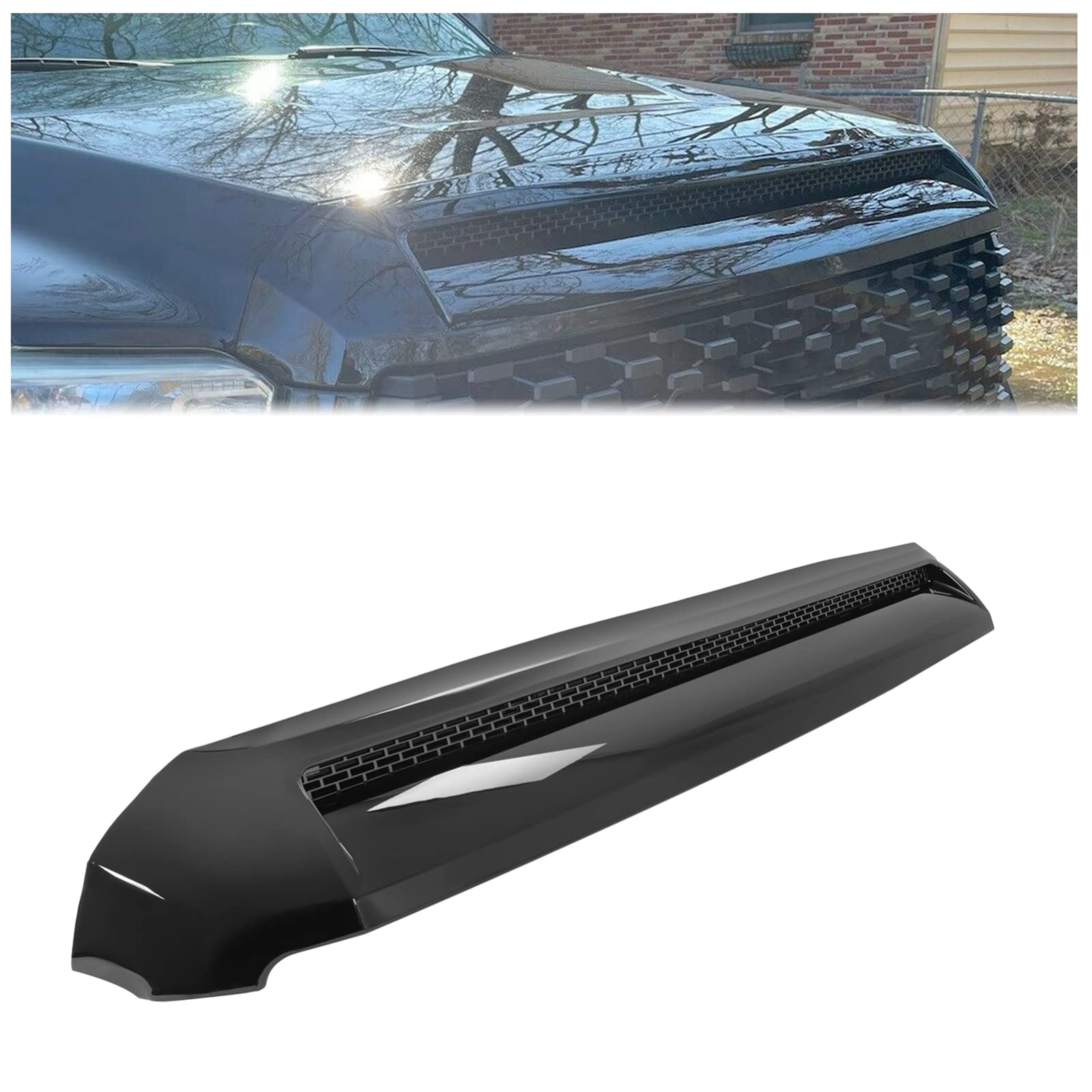 Front Upper Hood Bulge Molding Grille Trim For Toyota Tundra 2014-2021 - Black