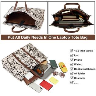 Hot Pink Leopard Laptop Tote Bag – Fits 15.6" Laptop, Teacher Work Purse, Multiple Compartments