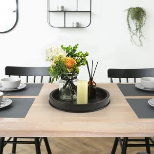 FRTIM Black Decorative Serving Round Tray Black Metal Decor Tray