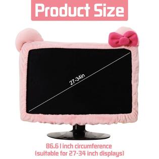 VIOKKO FC21-2 Pcs Computer Monitor Cover with Cat Ear Furry Pink