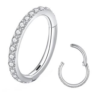 BLESSMYLOVE Clear CZ Silver 16G 6mm Nose Rings Hoop 316L