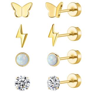 Cartilage Earring CEROUNO Flat Back Stud Earrings 925 Sterling