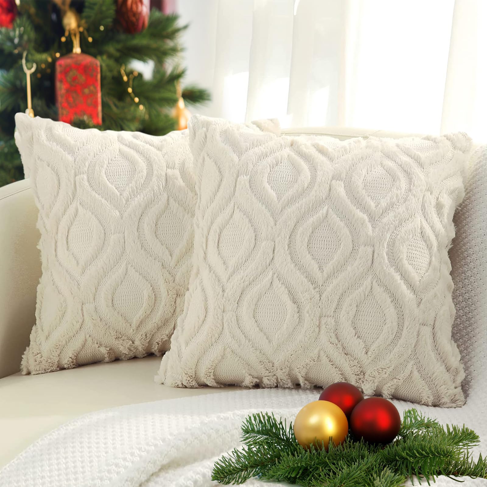Amazon 20x20 Pillow On Couch Decorative Cushions Large Couch Pillows Amazon  FUTEI Cream White, image size:1600x1600