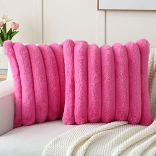 FUTEI Hot Pink Decorative Throw Pillow Covers 20x20 Inch Set of