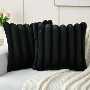 FUTEI Black Decorative Throw Pillow Covers 20x20 Inch Set of