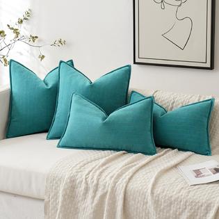 miulee MIULEE Pack of Teal Decorative Pillow Covers 24x24 Inch