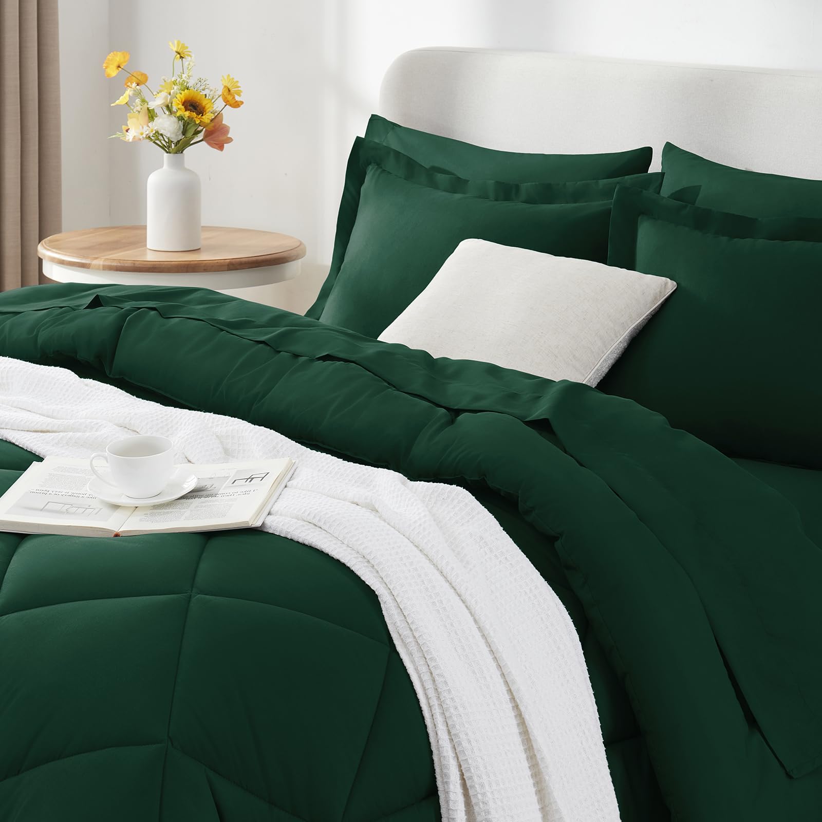 Bed Sheets Andency King Size Comforter Set Pieces Dark Emerald