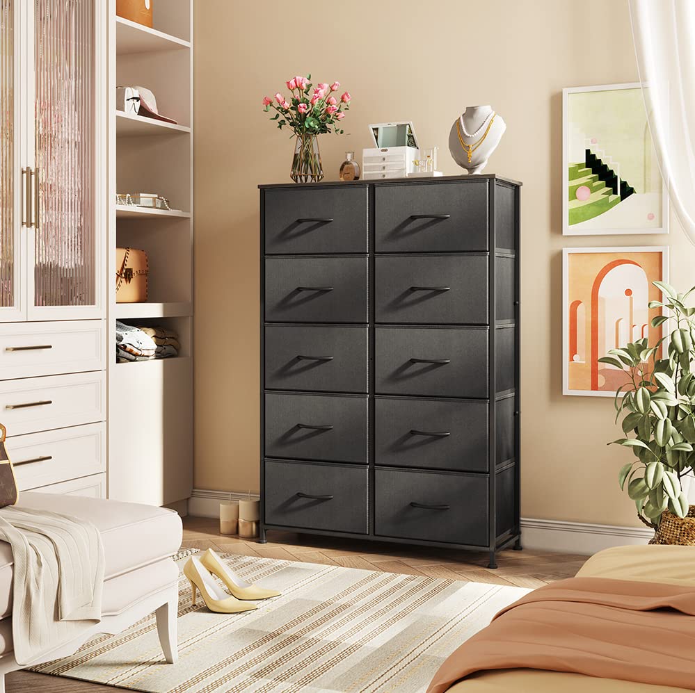 tall black dresser for bedroom Snhomee 5-Drawer Tall Dresser with LED Lights & Shelves – Modern Storage Cabinet for Bedroom, Living Room & Entryway 31.3