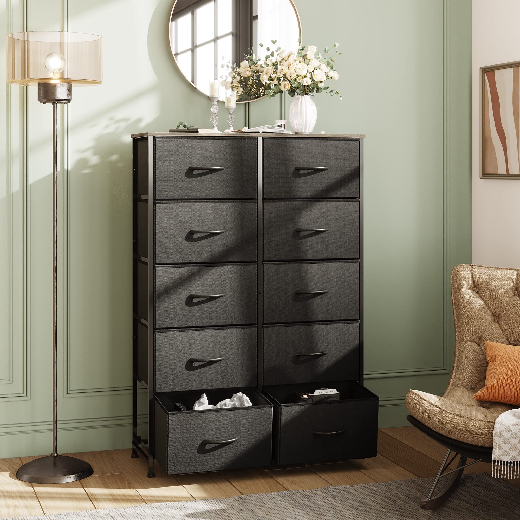 tall black dresser Frances Woven Rattan Tall 4 Drawer Dresser, Black - daals
