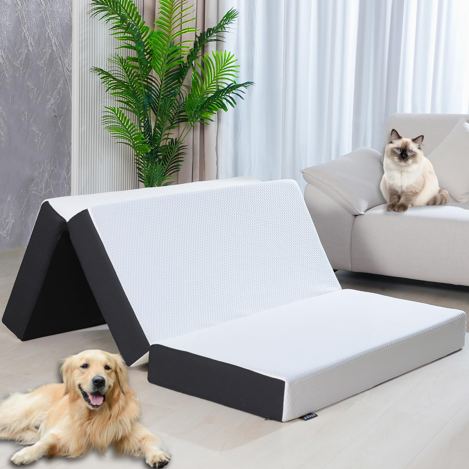 Roxzo Folding Mattress inch Cot Tri-fold Memory Foam Mattress