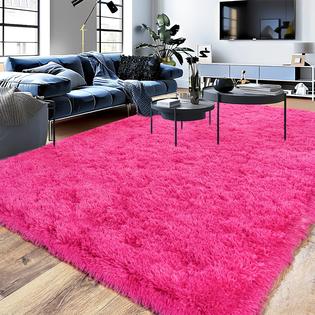 Isdook Shaggy 8x10 Area Rugs Hot Pink Rug-Fuzzy Rugs for Kids